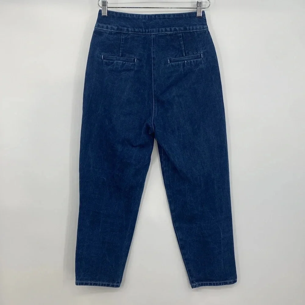 Nacumo Miyuki Jeans Womens Size Medium Blue Denim Skinny Leg Ankle Pleated Front